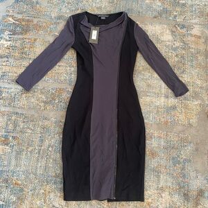 Armani Exchange grey and black zipper detail dress